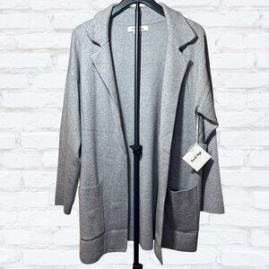 Eva & Paige Gray Open Front Cardigan Blazer Lapel Pockets NWT